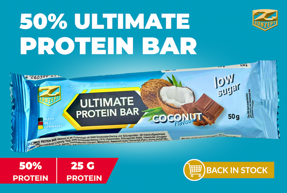 coconut1 Z-Konzept ULTIMATE 50% PROTEIN Bar με Κολλαγόνο Coconut – Milk chocolate & Scratches - Image 1